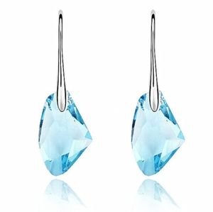 Blue Crystal Rock Silver Drop Dangle Hook Earrings
